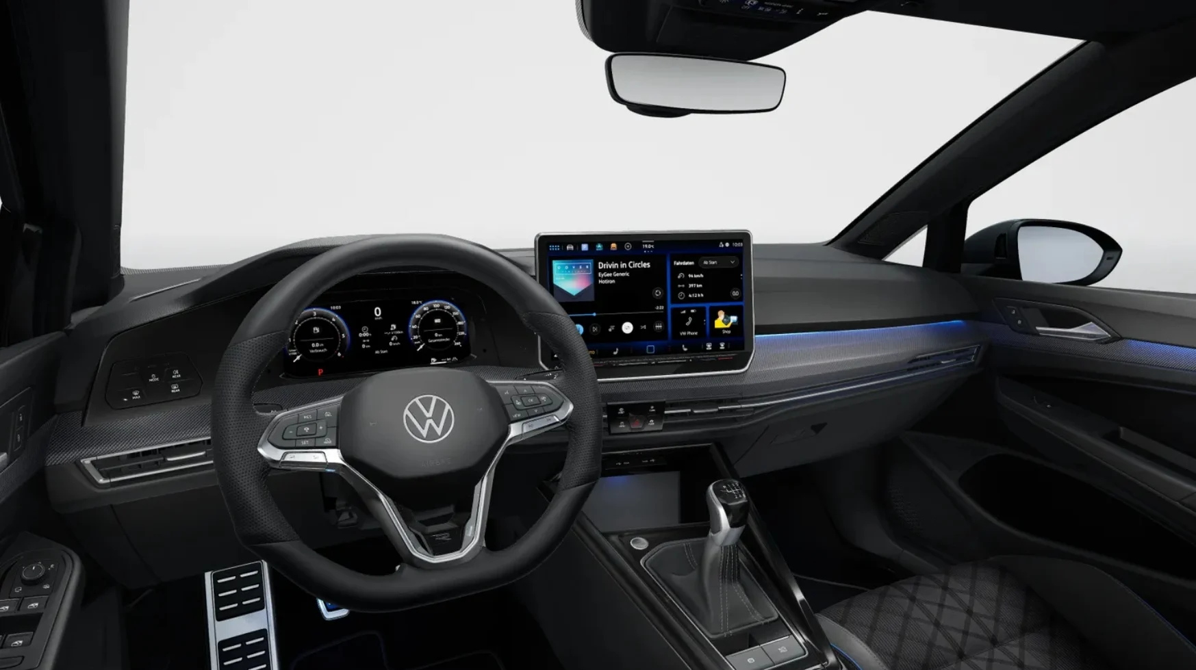 VW Golf R-Line in Urannograu von Innen