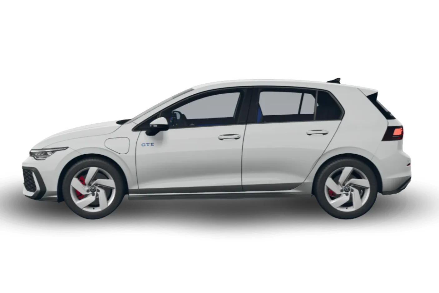VW Golf VIII GTE freigestellt von der Seite