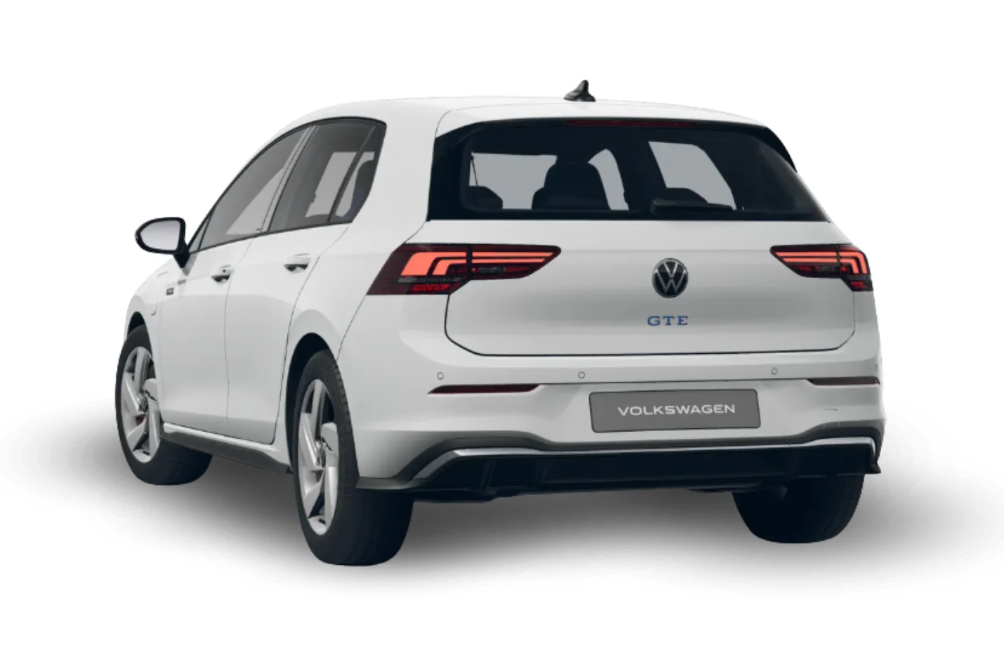 VW Golf VIII GTE freigestellt von hinten