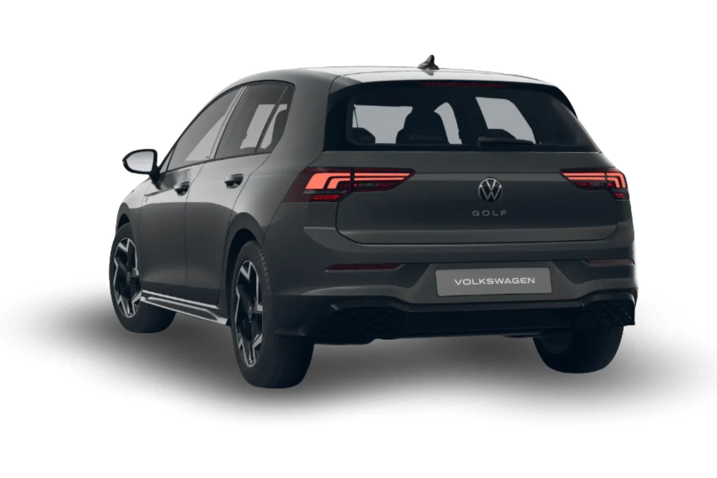 VW Golf VIII R Line in Uranograu freigestellt von hinten