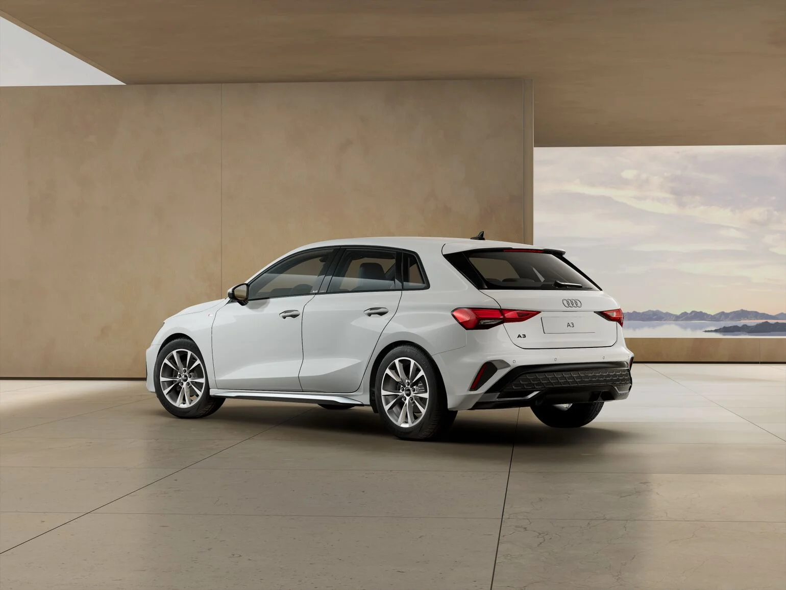 Audi A3 in Weiß von Hinten