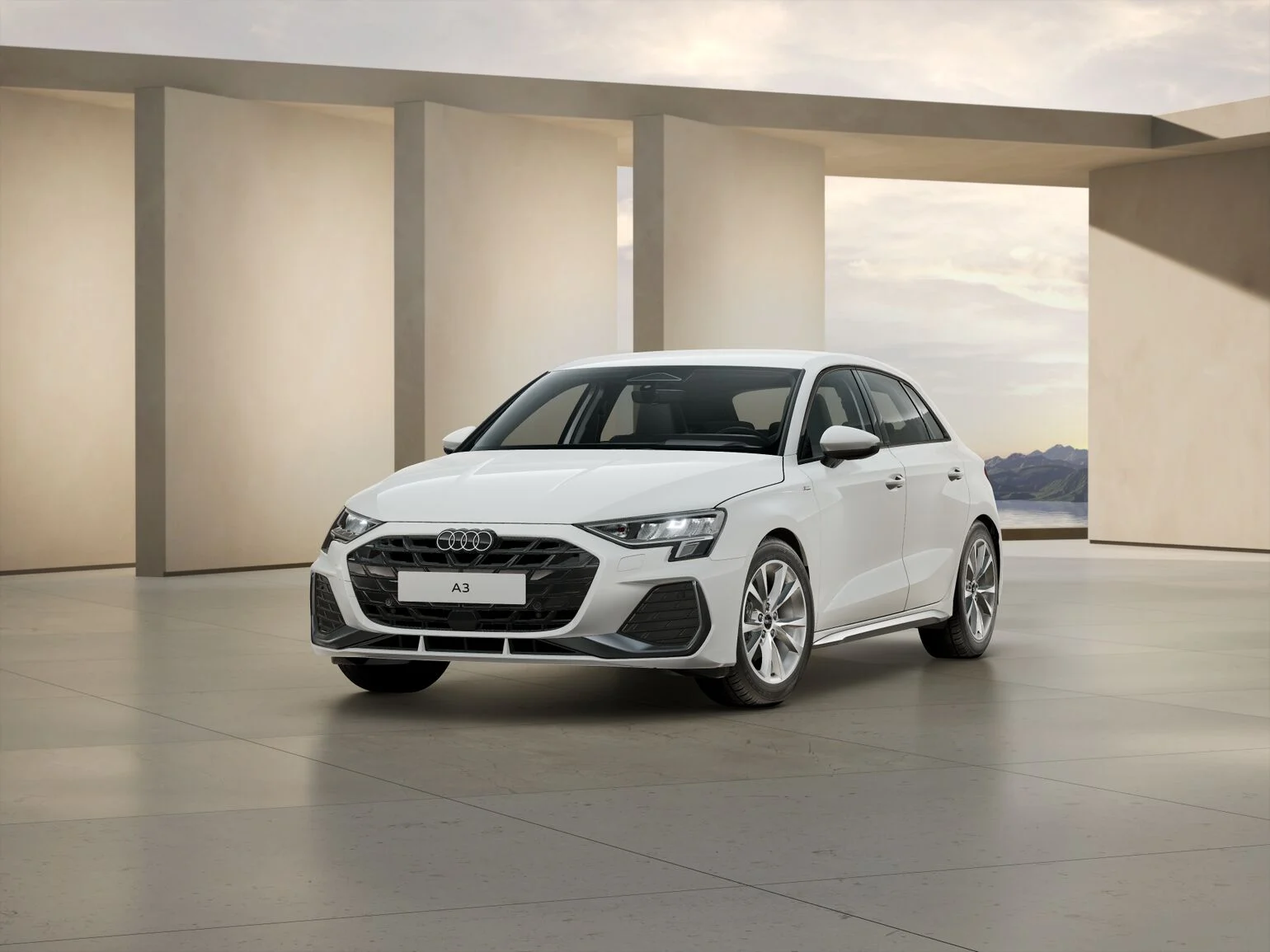 Audi A3 in Weiß von Vorn