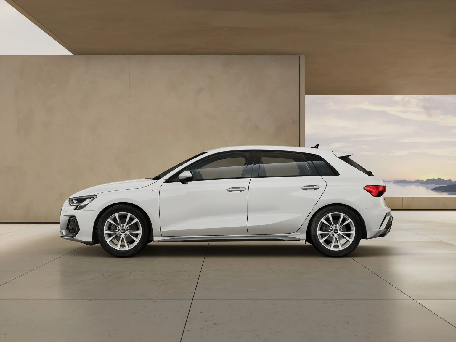 Audi A3 in Weiß von der Seite