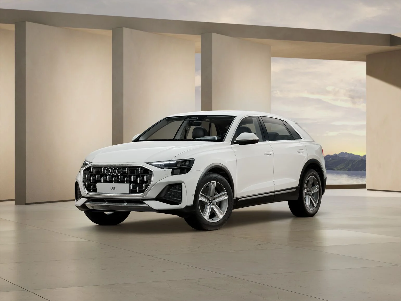 Audi Q8 in Weiß von Vorn